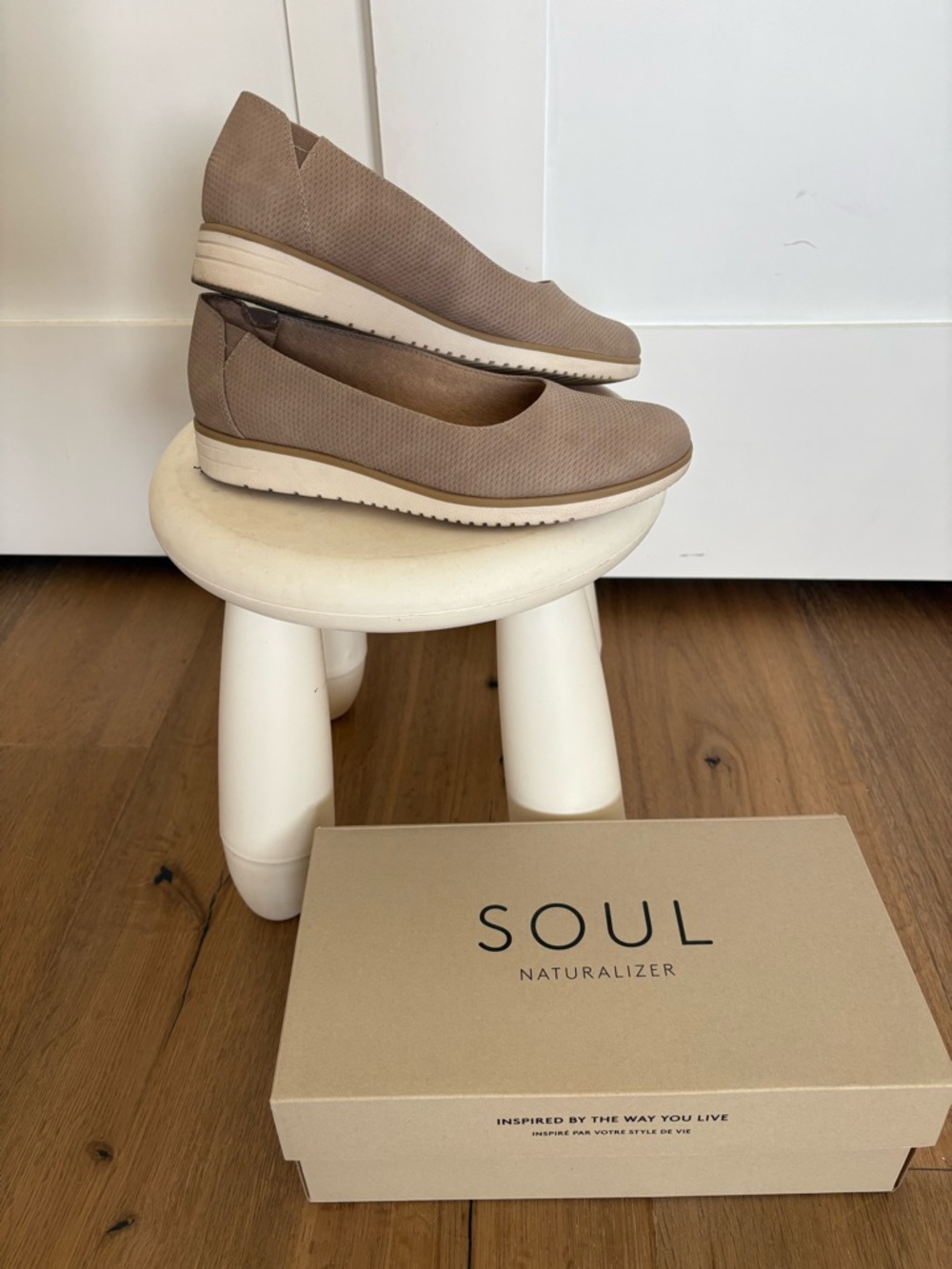 Natural Soul Taupe Slip-On Wedge Loafers